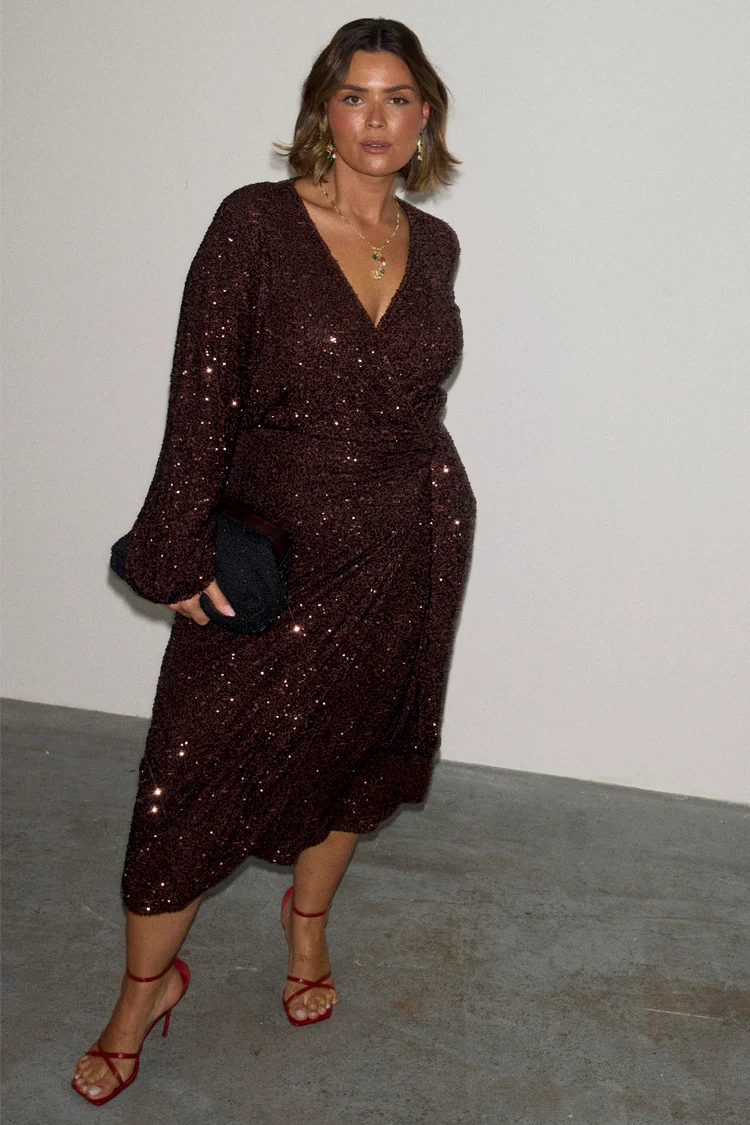 Chocolate Sequin Vienna Dress - Image 7