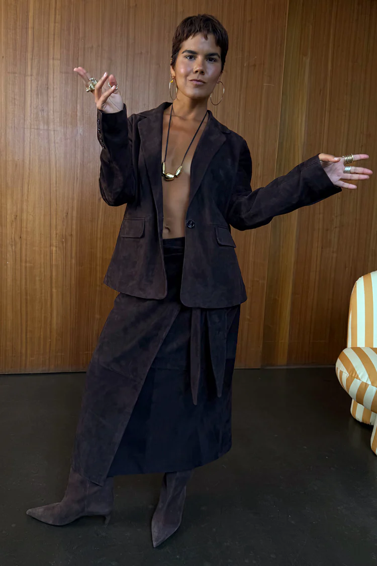 Chocolate Suede Jaspre Skirt - Image 5