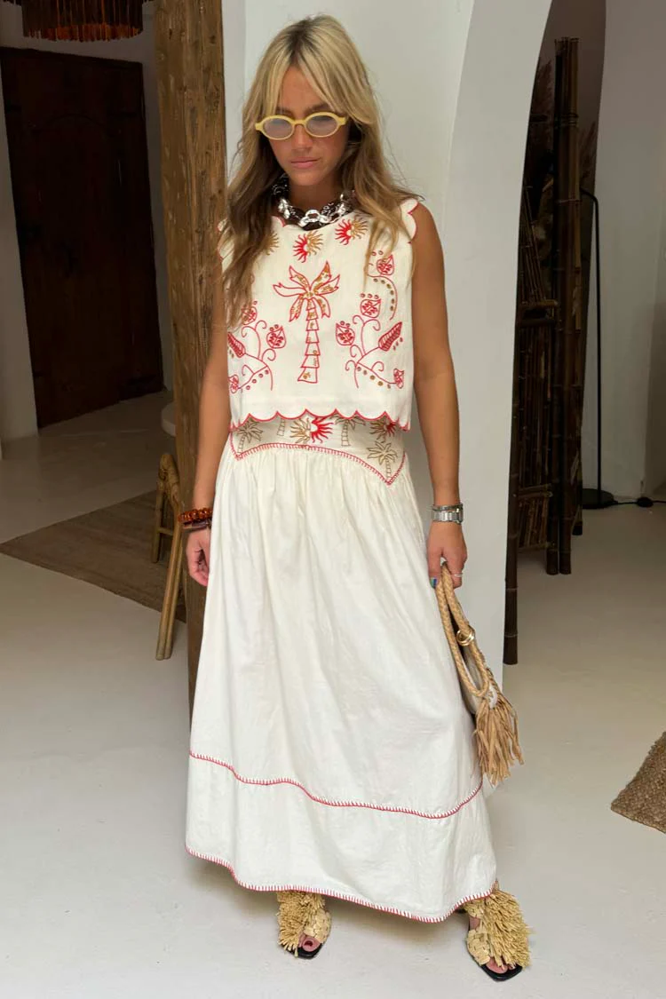Cream and Red Pollenca Skirt - Image 4