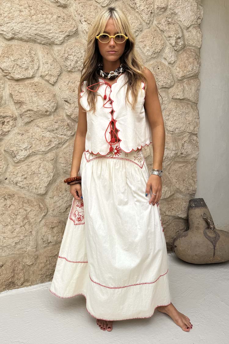 Cream and Red Pollenca Skirt - Image 8