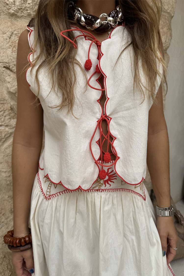 Cream and Red Pollenca Top - Image 6