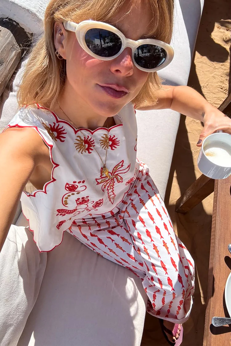 Cream and Red Pollenca Top - Image 7