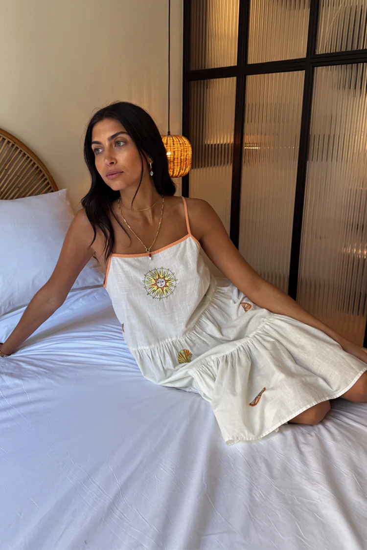 Cream Embroidered Slip Dress - Image 6