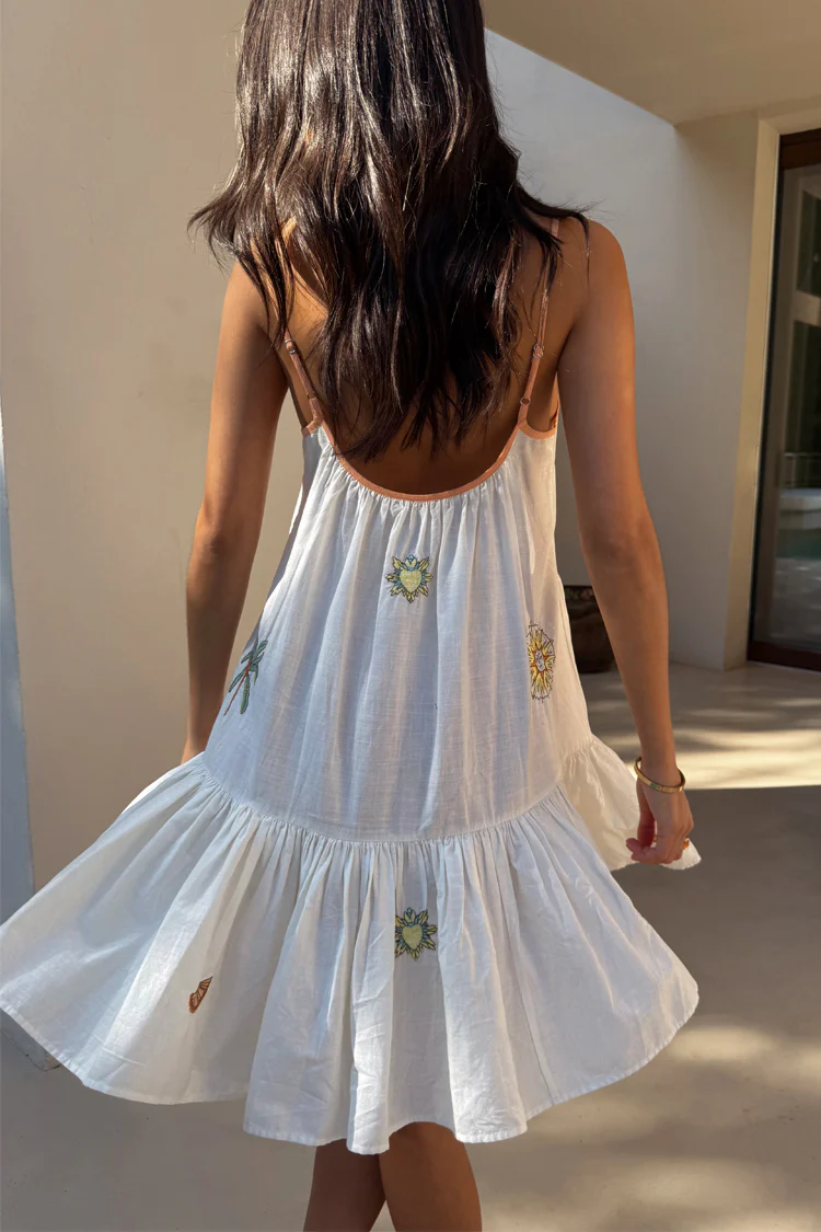 Cream Embroidered Slip Dress - Image 8