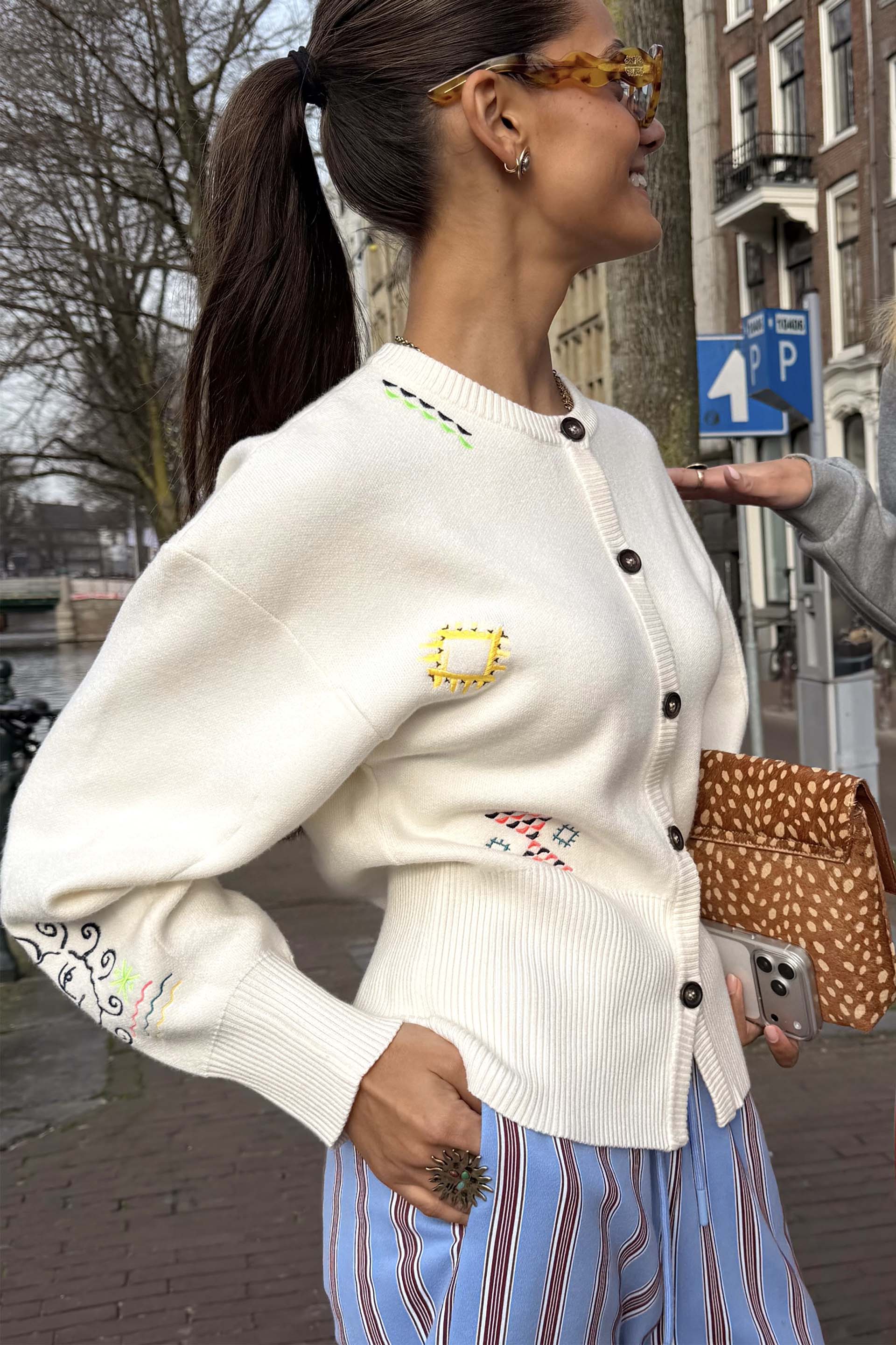 Cream Neon Embroidered Darcy Cardigan - Image 4