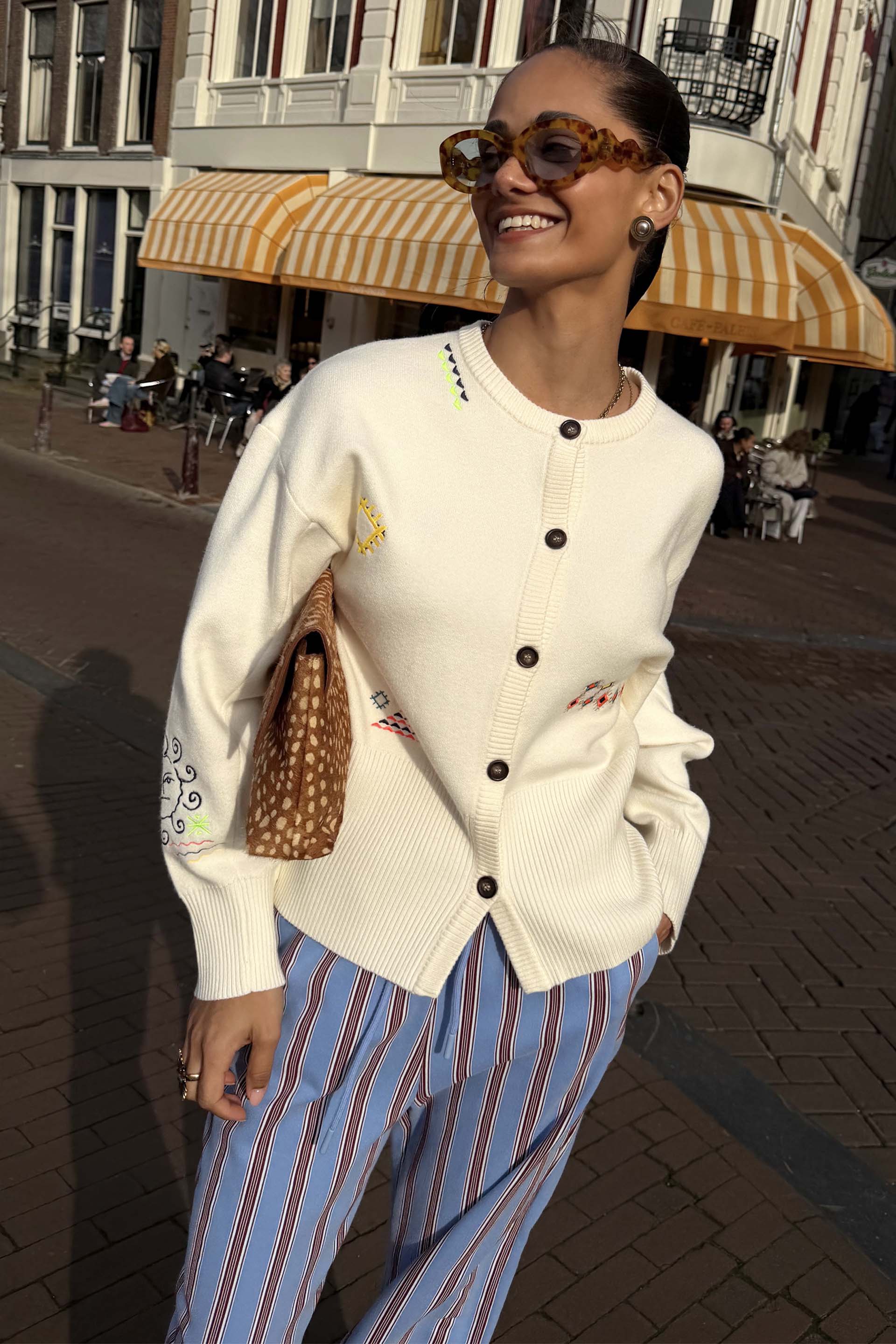 Cream Neon Embroidered Darcy Cardigan - Image 5