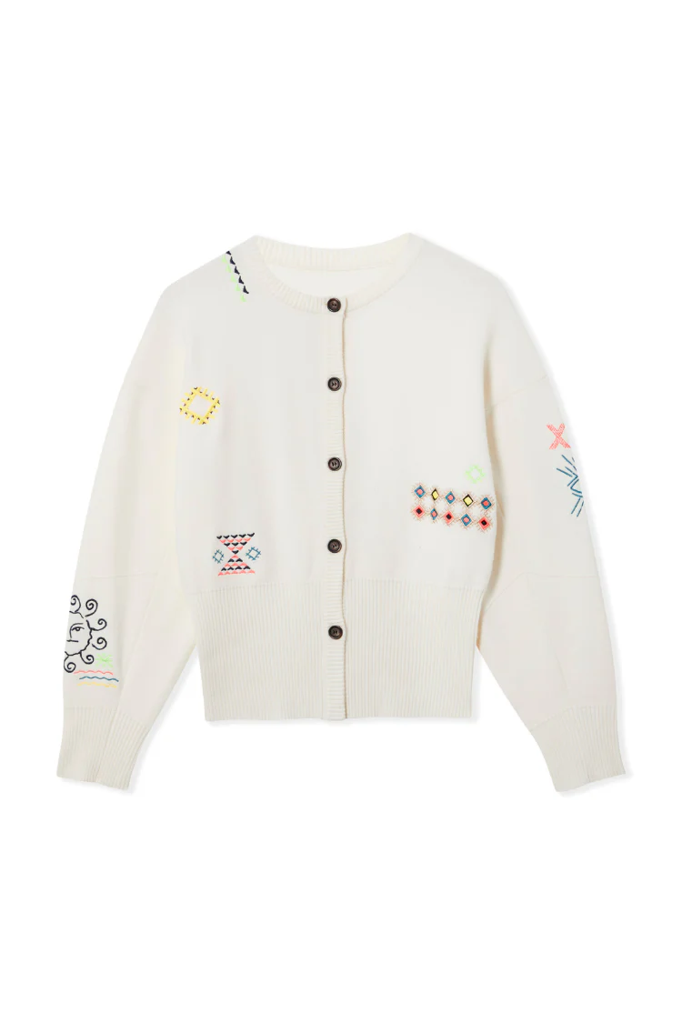 Cream Neon Embroidered Darcy Cardigan - Image 8