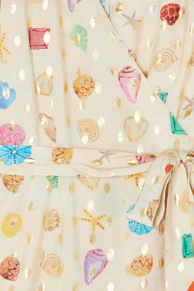 Cream Shell Mini Wrap Dress - Image 10