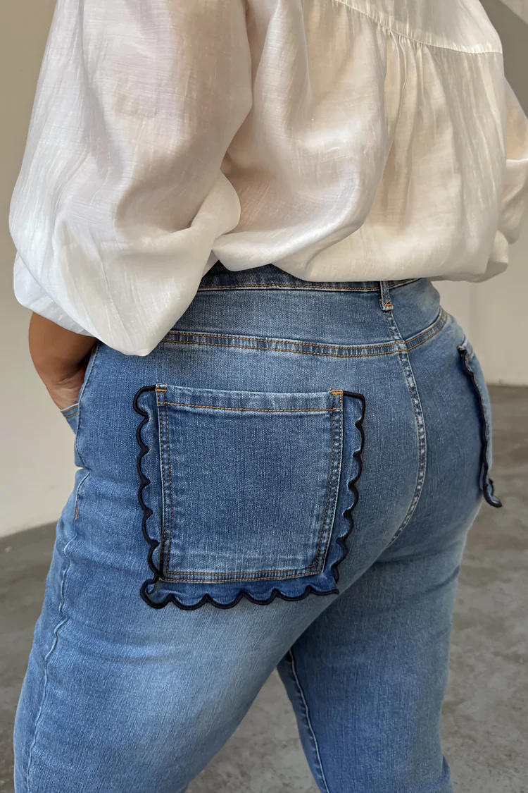 Denim Flare Scallop Jean - Image 8