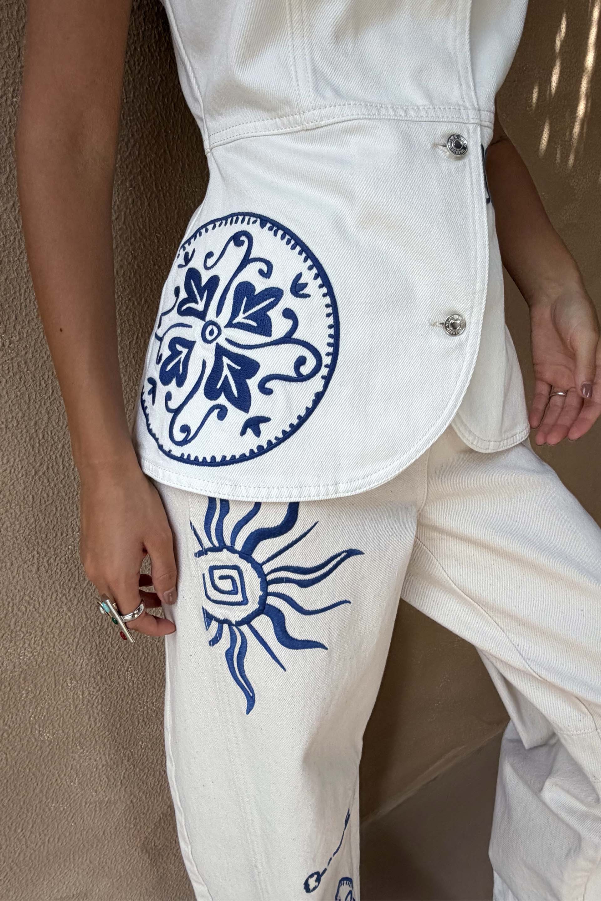 Dolce Vita Embroidered Denim Waistcoat - Image 5