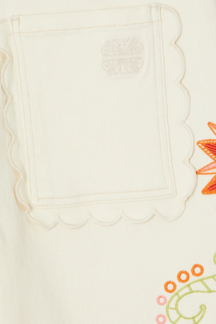 Ecru Enchanted Cut Work Scallop Jeans - Image 12