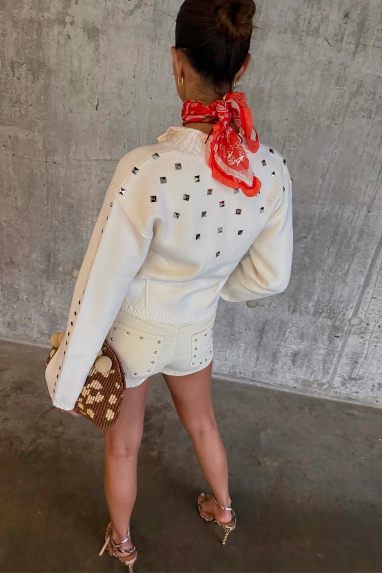 Ecru Studded Cardigan - Image 6
