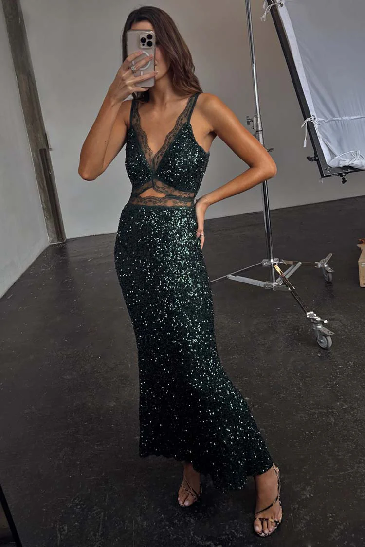 Emerald Sequin Mimi Dress - Image 7