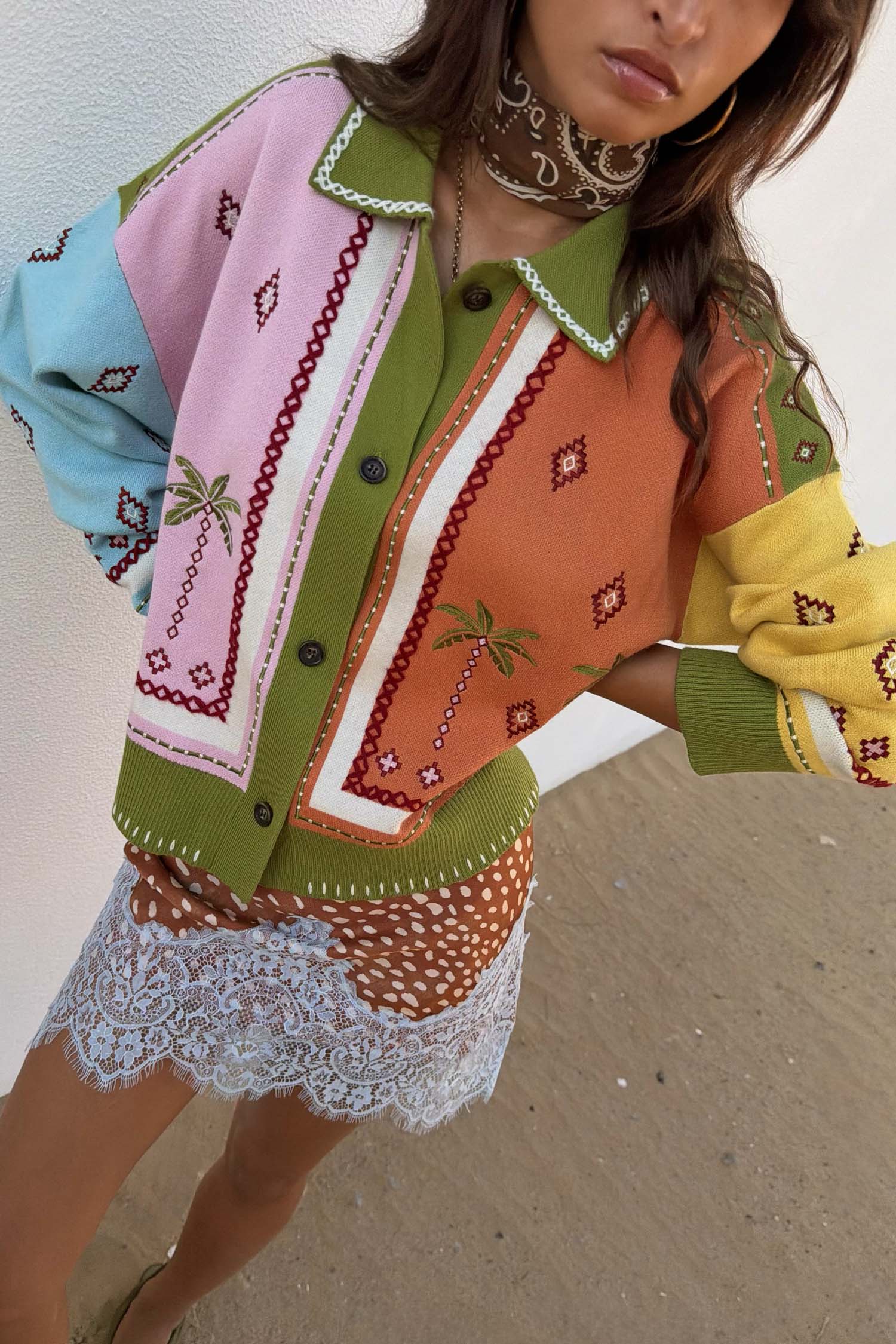 Geometric Palm Cardigan - Image 2