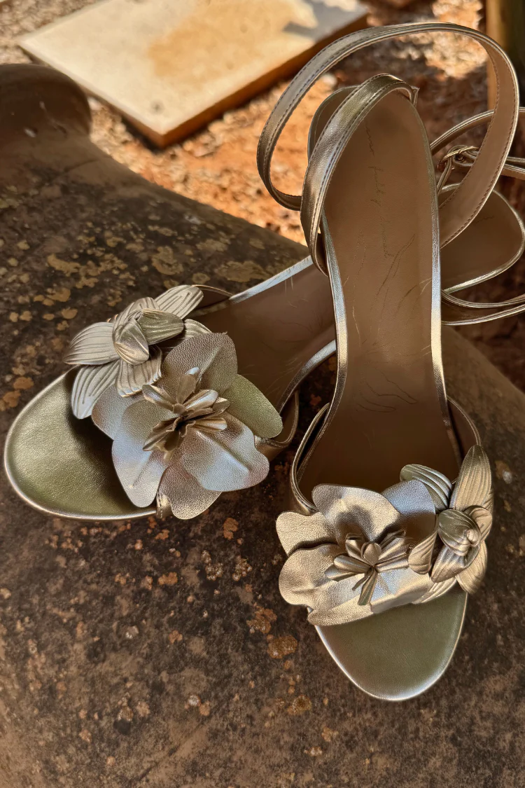 Gold Metallic Flower Heel - Image 7