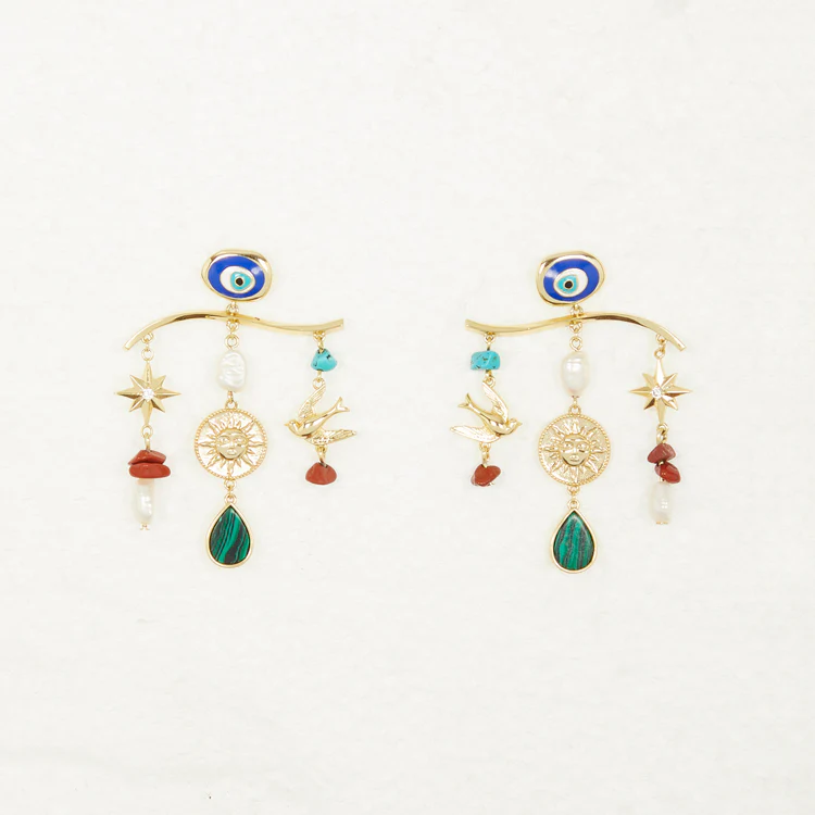 Gold Plated Balearic Charm Earring