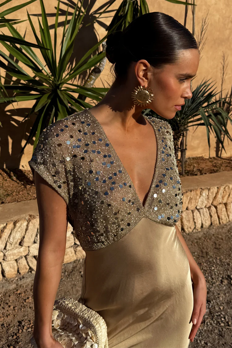 Gold Sequin Elodie Dress - Image 7