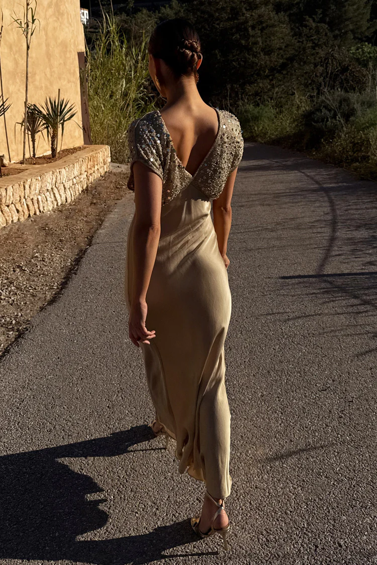 Gold Sequin Elodie Dress - Image 8