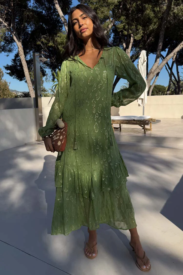 Green Jacquard Harmony Dress Petite - Image 2