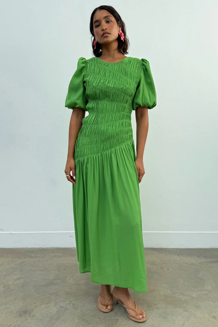 Green Shirred Nara Dress - Image 12
