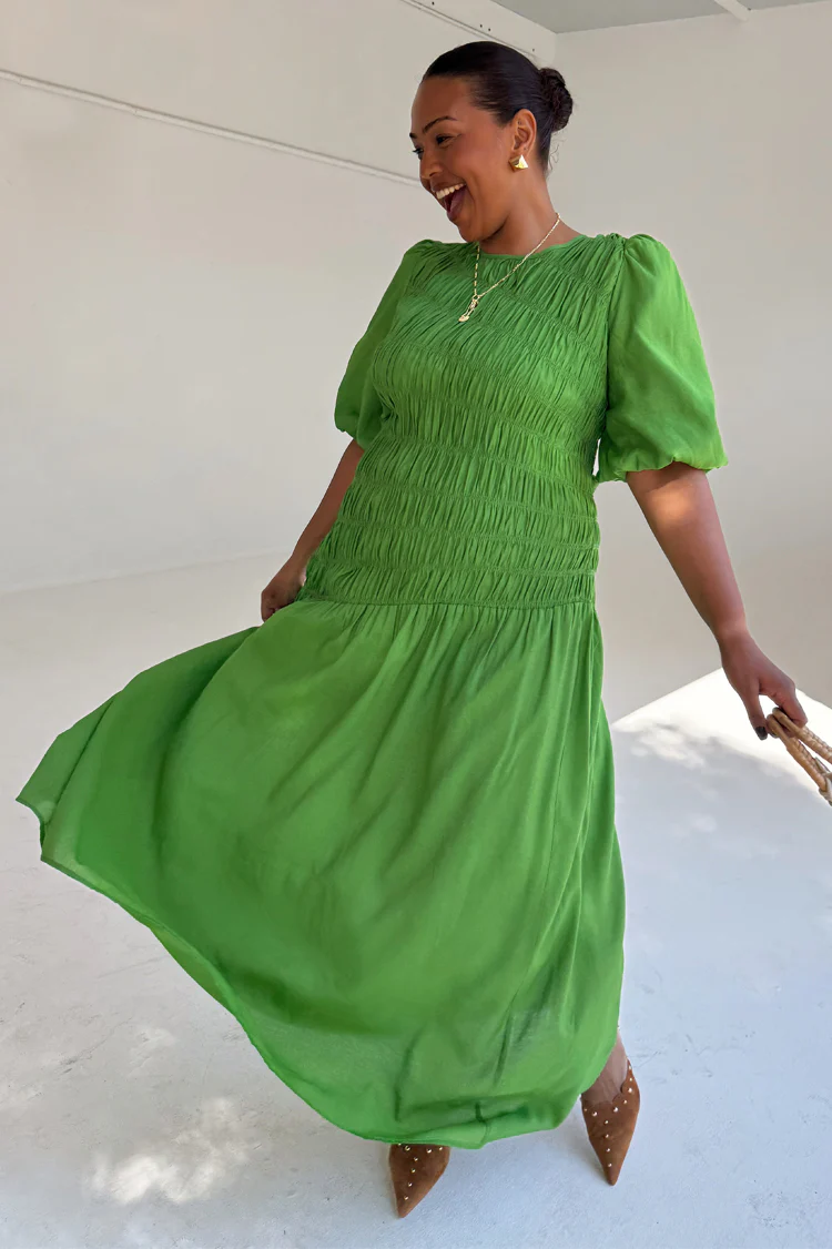 Green Shirred Nara Dress - Image 4