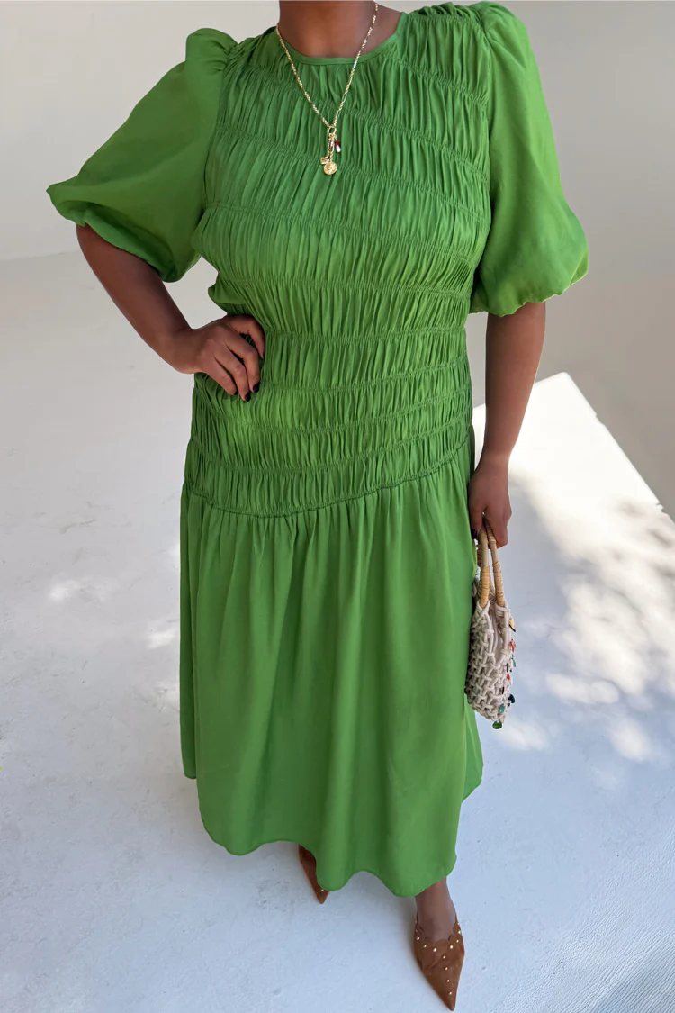 Green Shirred Nara Dress - Image 5