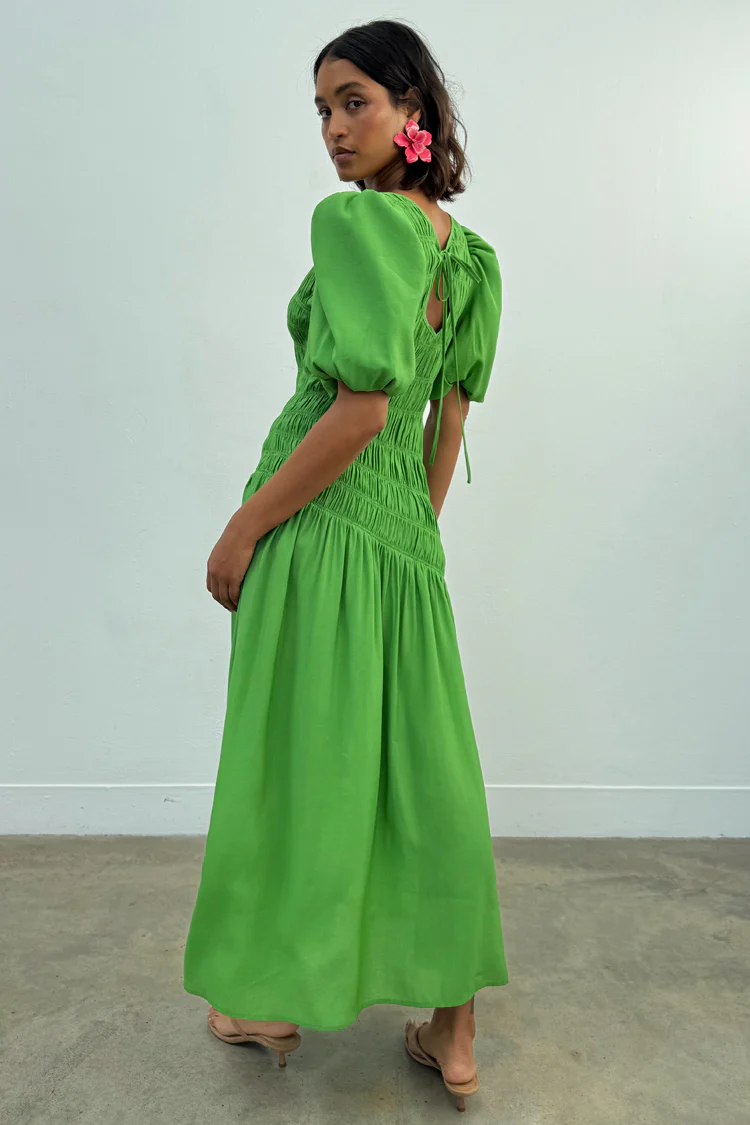 Green Shirred Nara Dress - Image 6