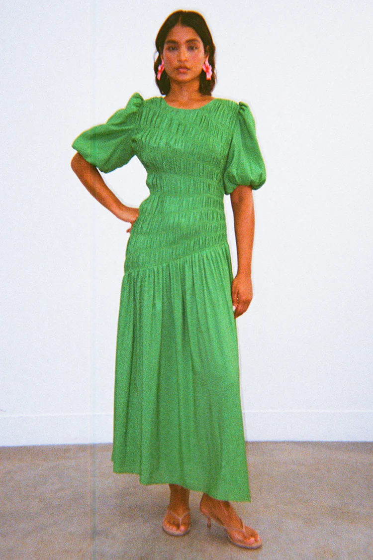 Green Shirred Nara Dress - Image 9