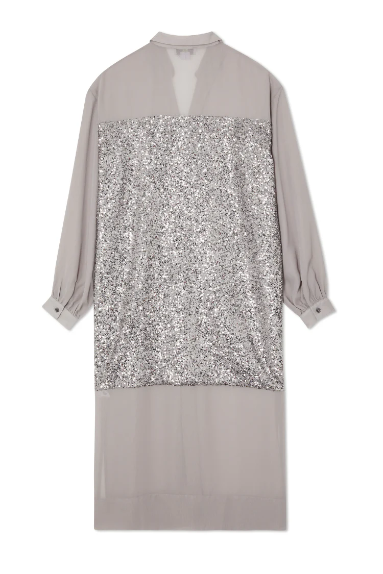 Gunmetal Sequin Lila Shirt Dress - Image 12
