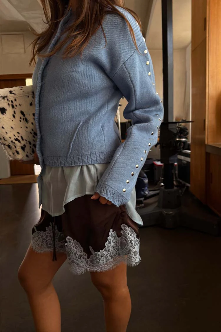 Ice Blue Studded Cardigan - Image 3