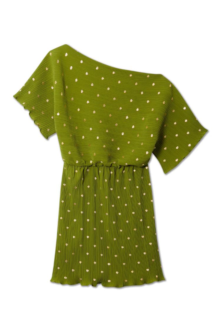 Khaki Mini Plisse Tilly Dress - Image 6