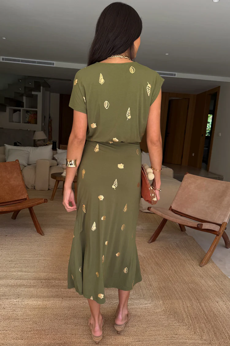 Khaki Shell Midi Dress - Image 12