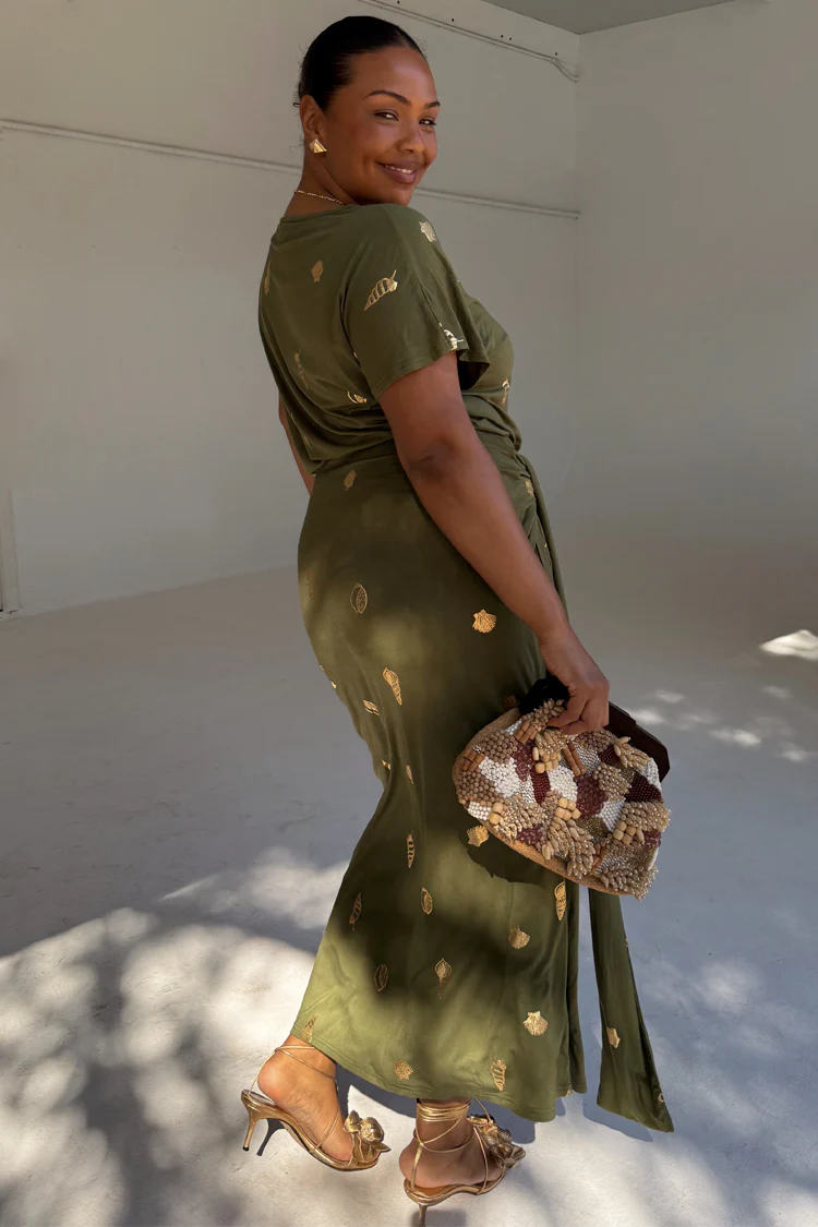 Khaki Shell Midi Dress - Image 8