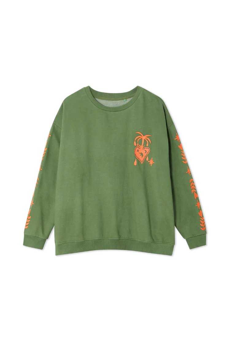 Khaki Sweatshirt with Orange Embroidery - Image 10