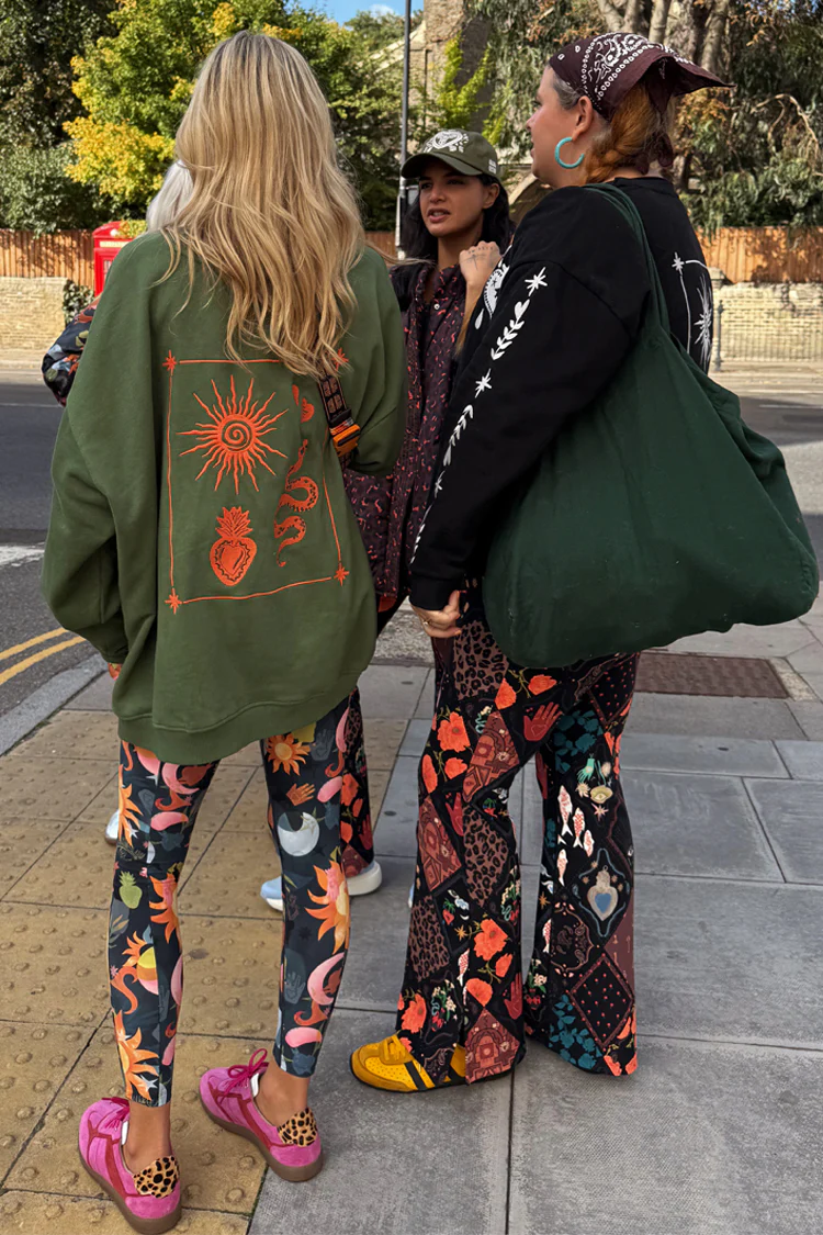 Khaki Sweatshirt with Orange Embroidery - Image 7
