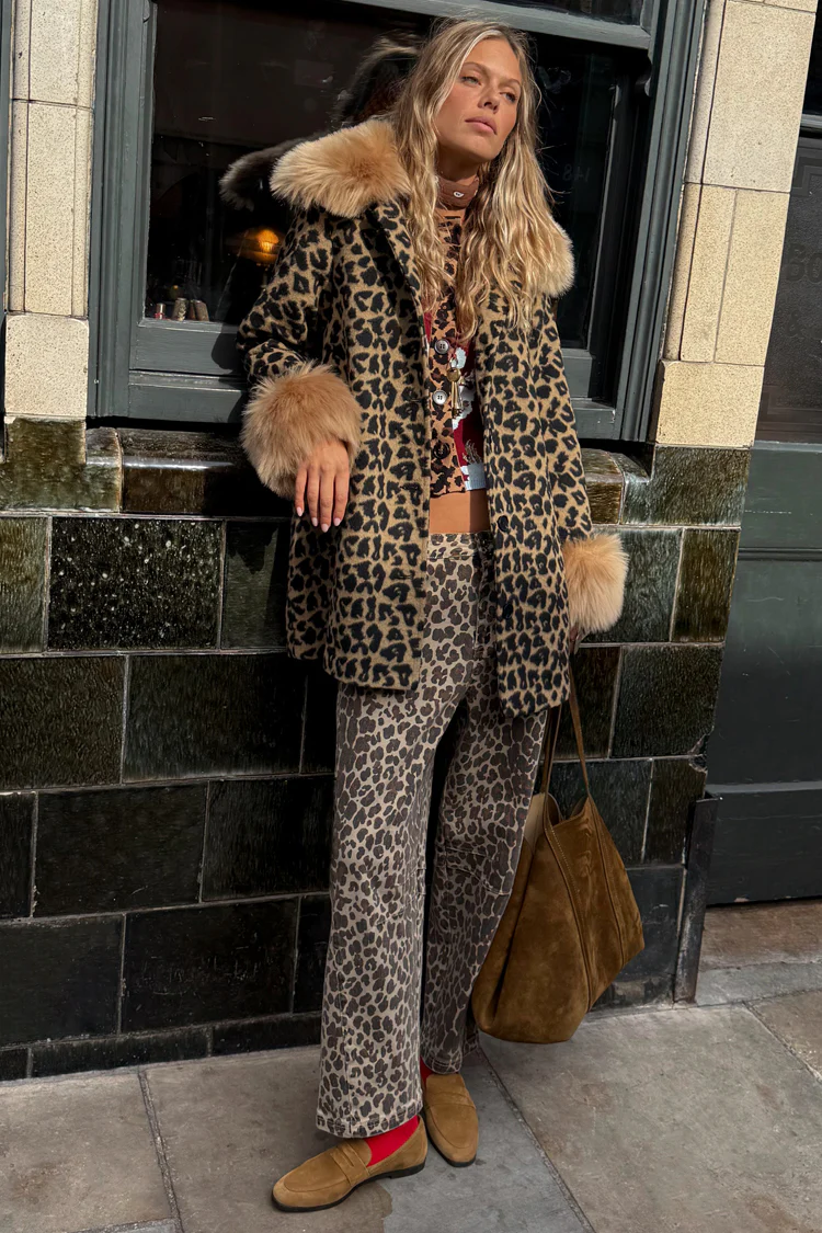 Leopard Coat with Faux Fur Trims - Image 8