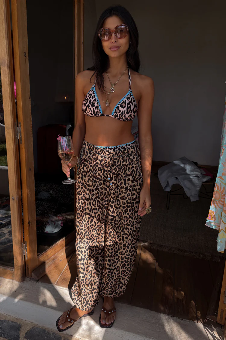 Leopard Whipstitch Triangle Bikini Top - Image 5
