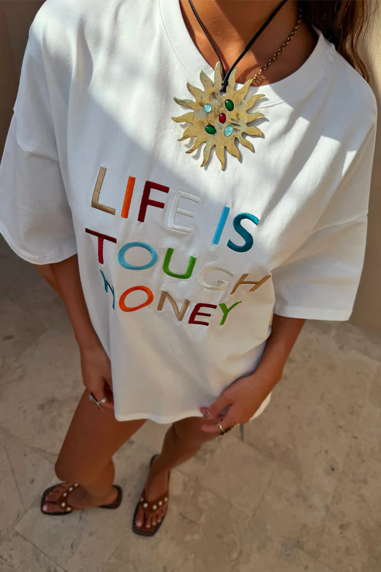 Life Is Tough Embroidered T-Shirt - Image 7