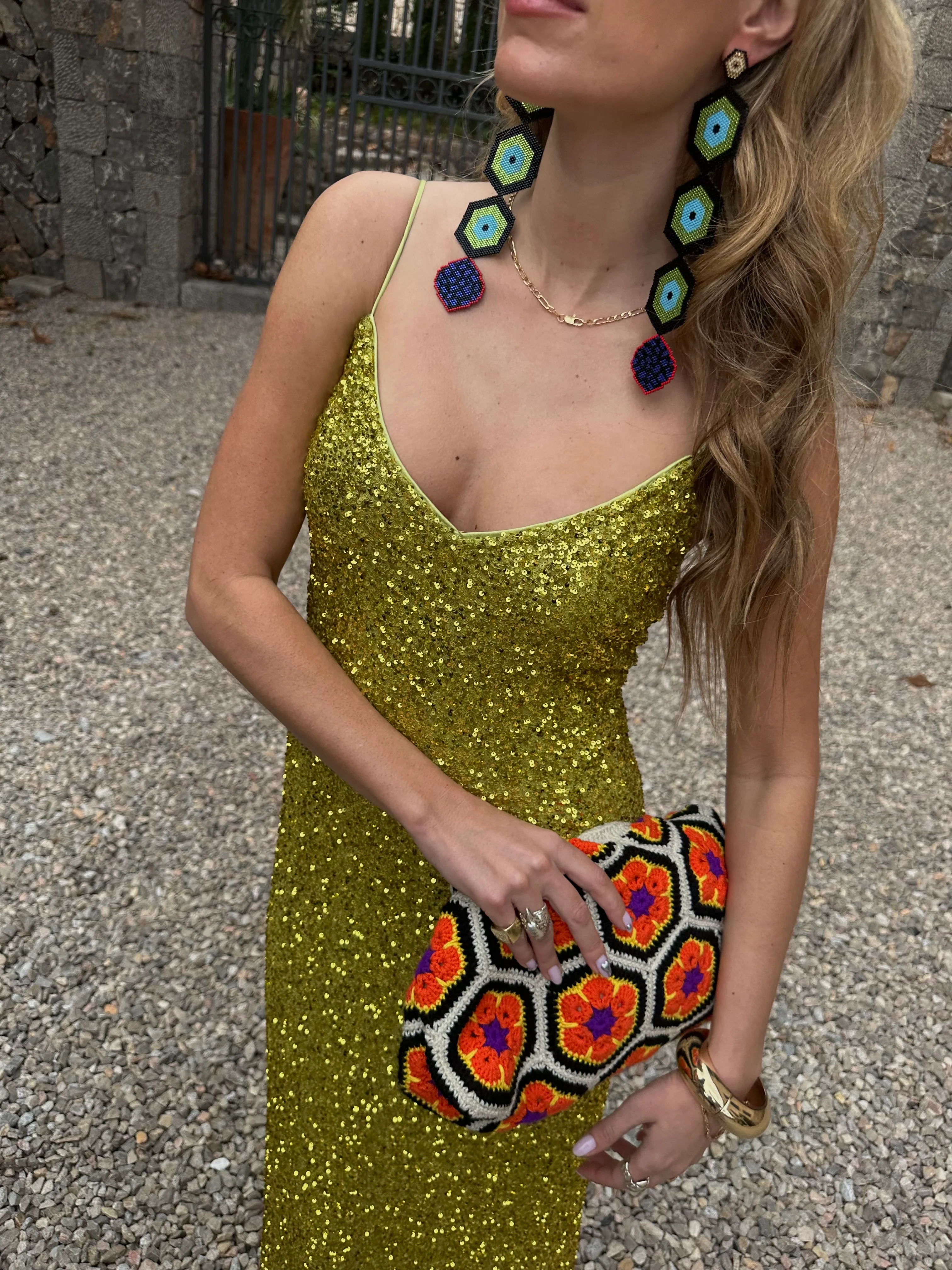 Lime Sequin Slip Dress - Image 8
