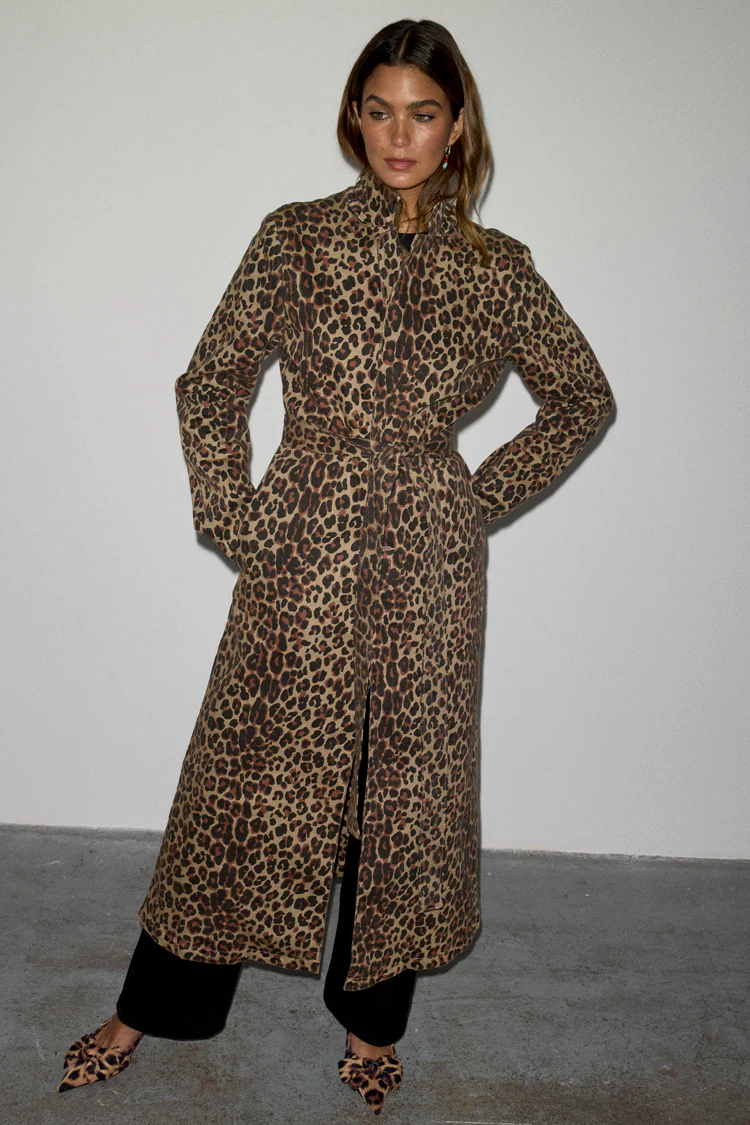 Lucia Leopard Denim 55 Coat Petite - Image 4