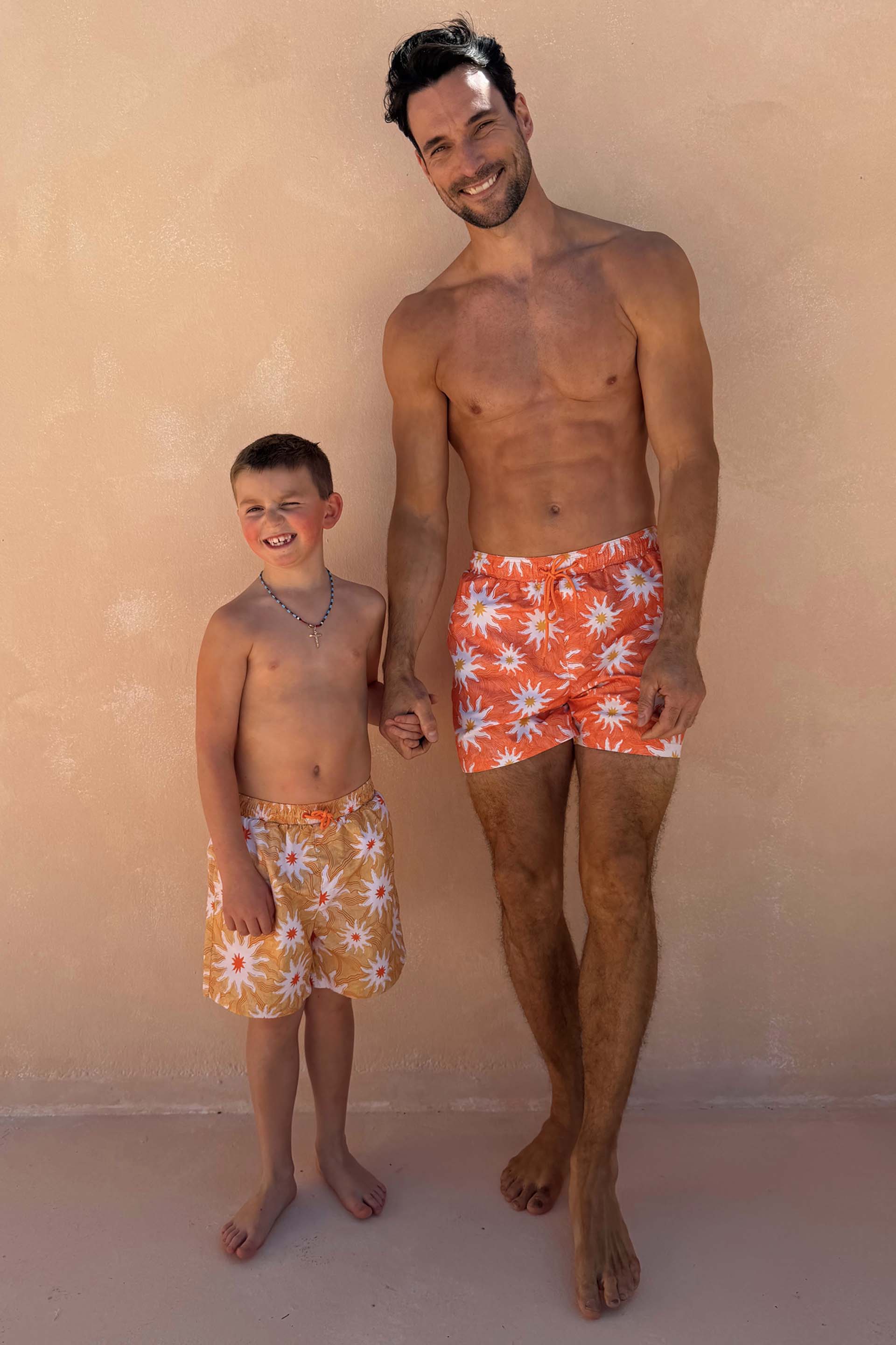 Men's Orange Sun Swim Shorts - Image 3