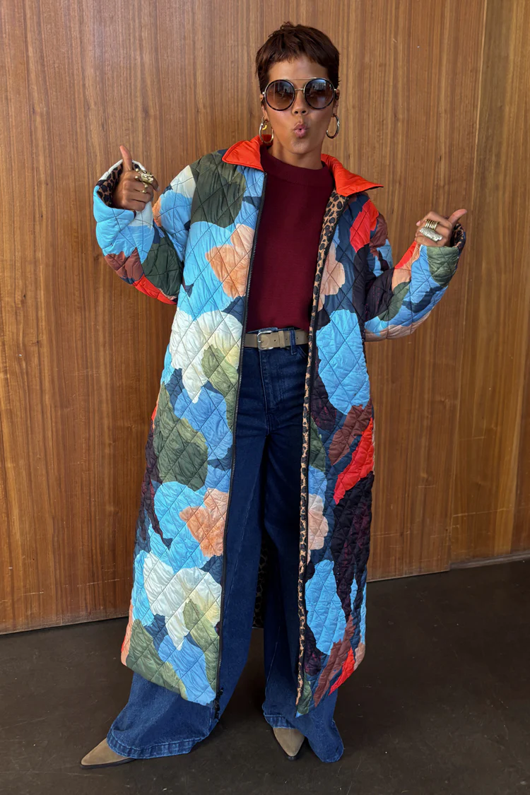 Navy Abstract Coat - Image 12
