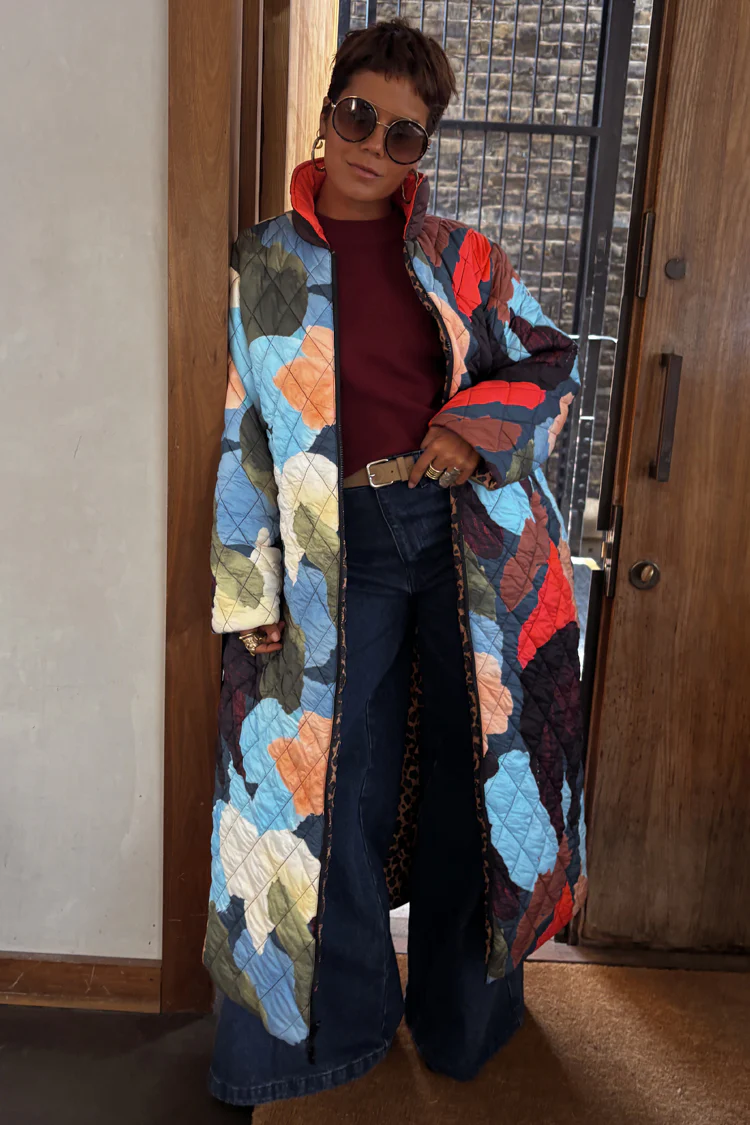 Navy Abstract Coat - Image 3
