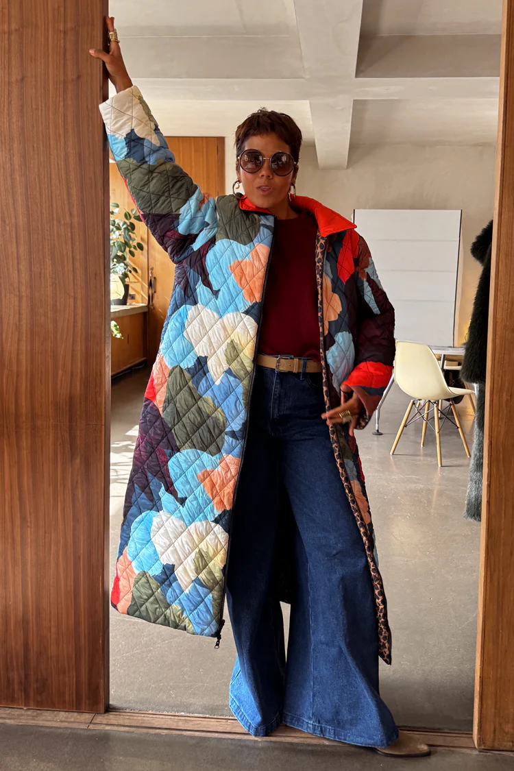 Navy Abstract Coat - Image 8