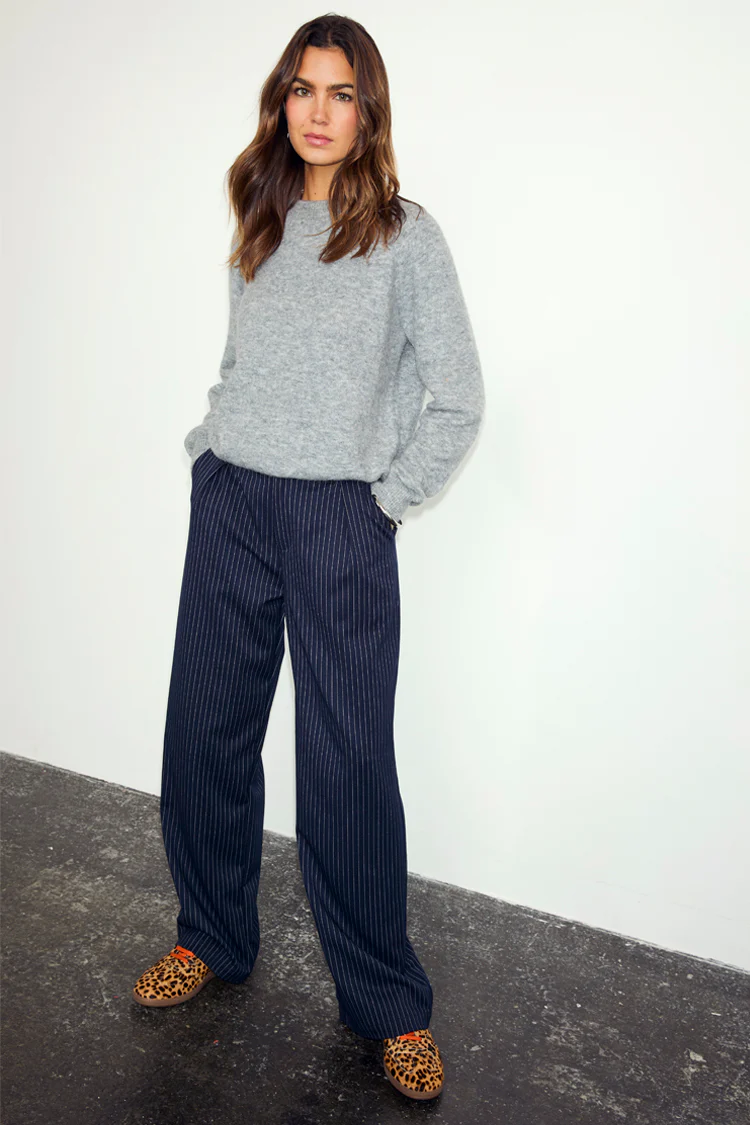 Navy Pinstripe Arden Trousers - Image 7