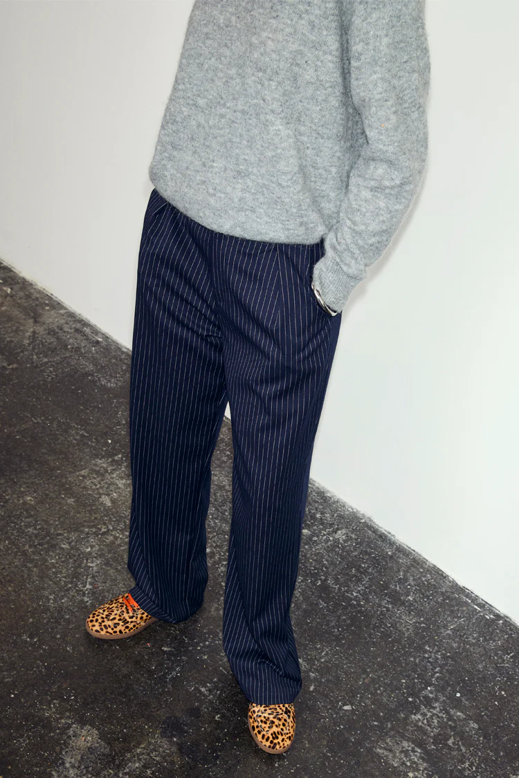 Navy Pinstripe Arden Trousers Petite - Image 7
