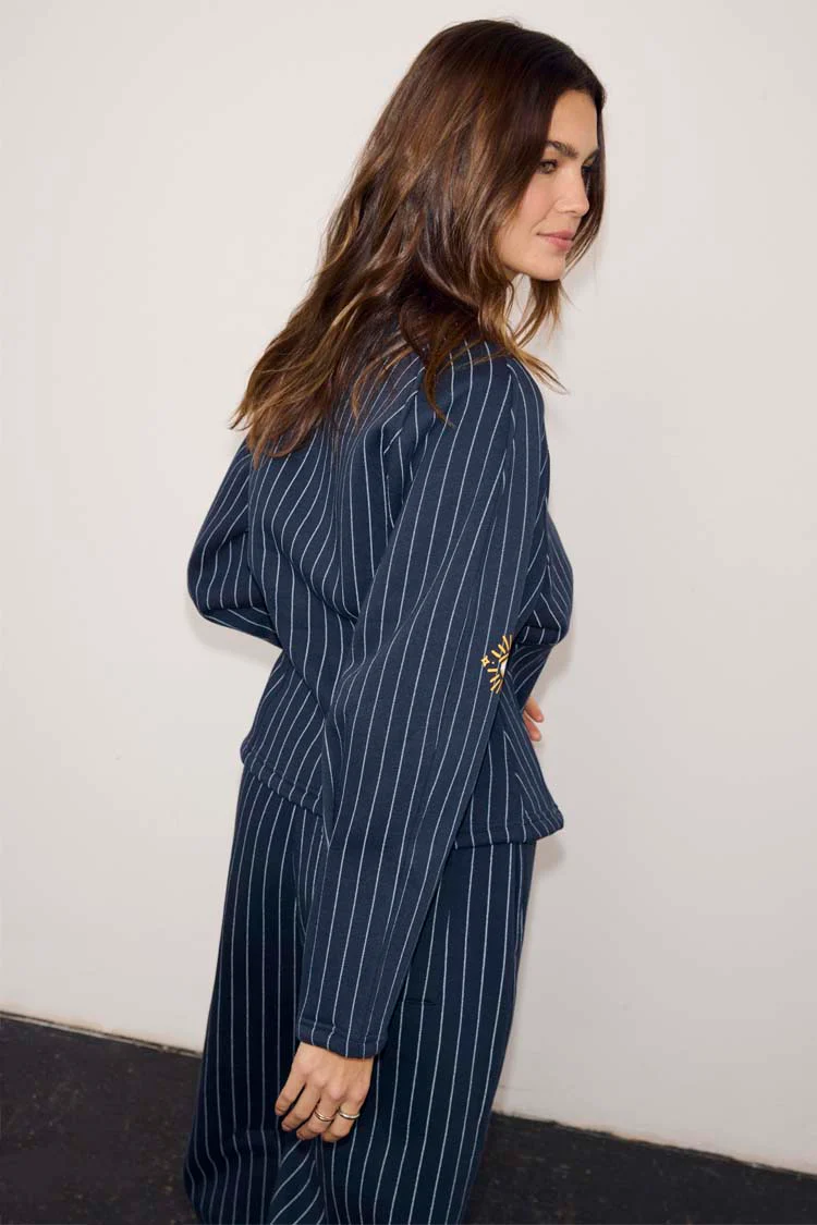 Navy Pinstripe Barrel Sweatshirt - Image 5