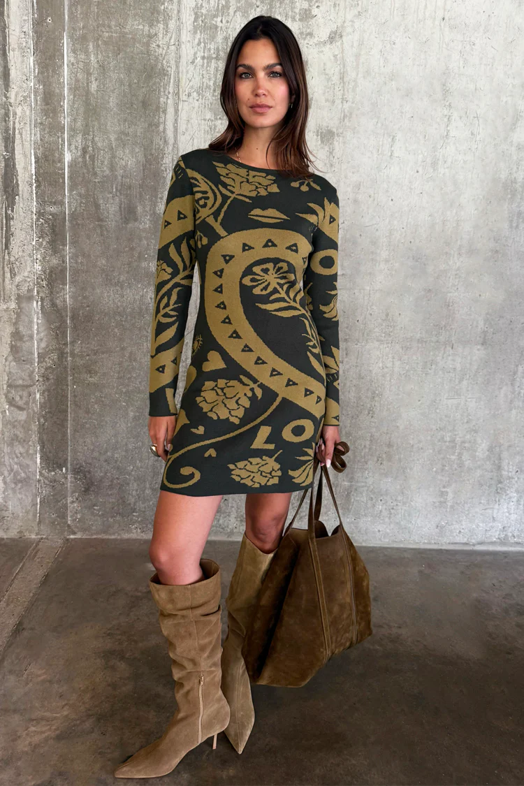 Olive Amara Knit Mini Dress - Image 3