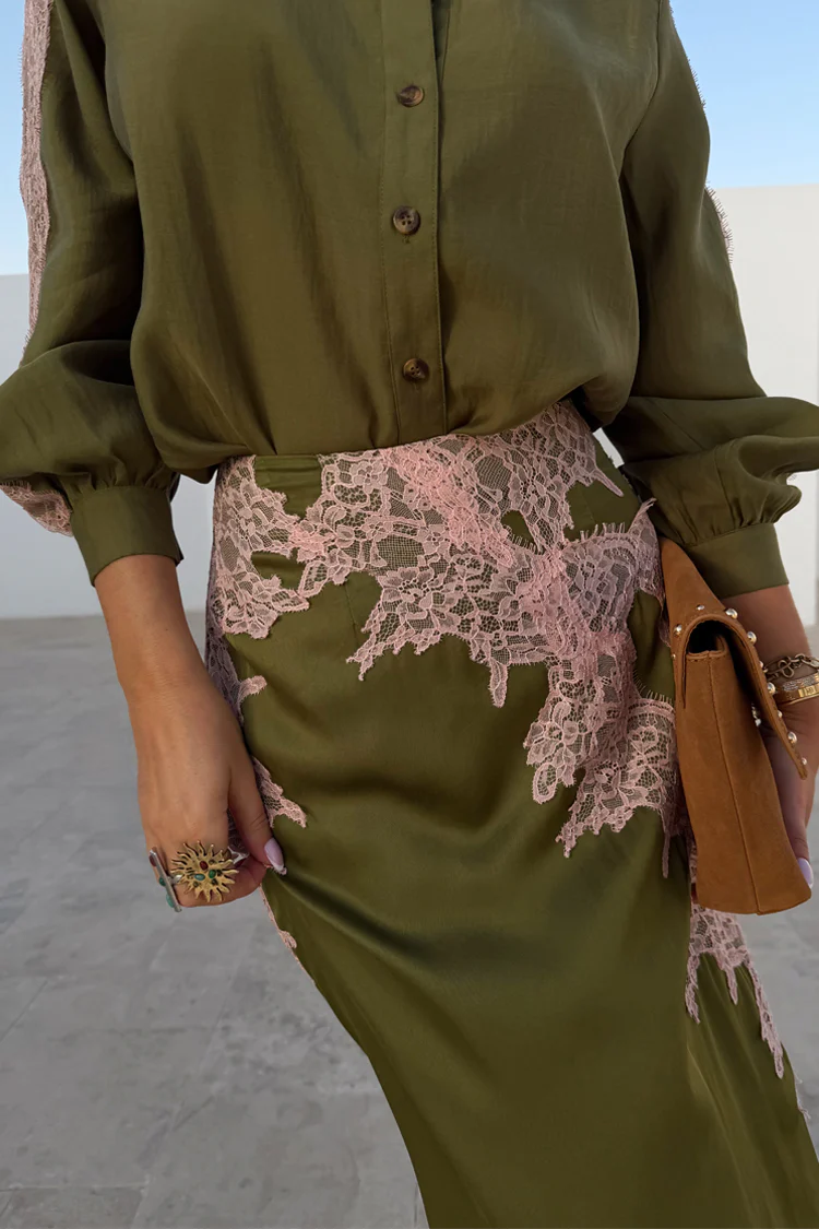 Olive & Pink Lily Skirt - Image 3