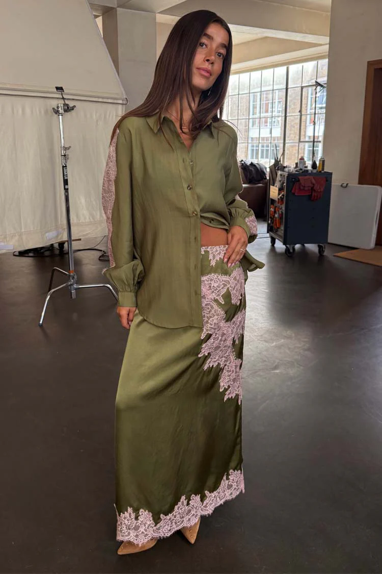 Olive & Pink Lily Skirt - Image 9